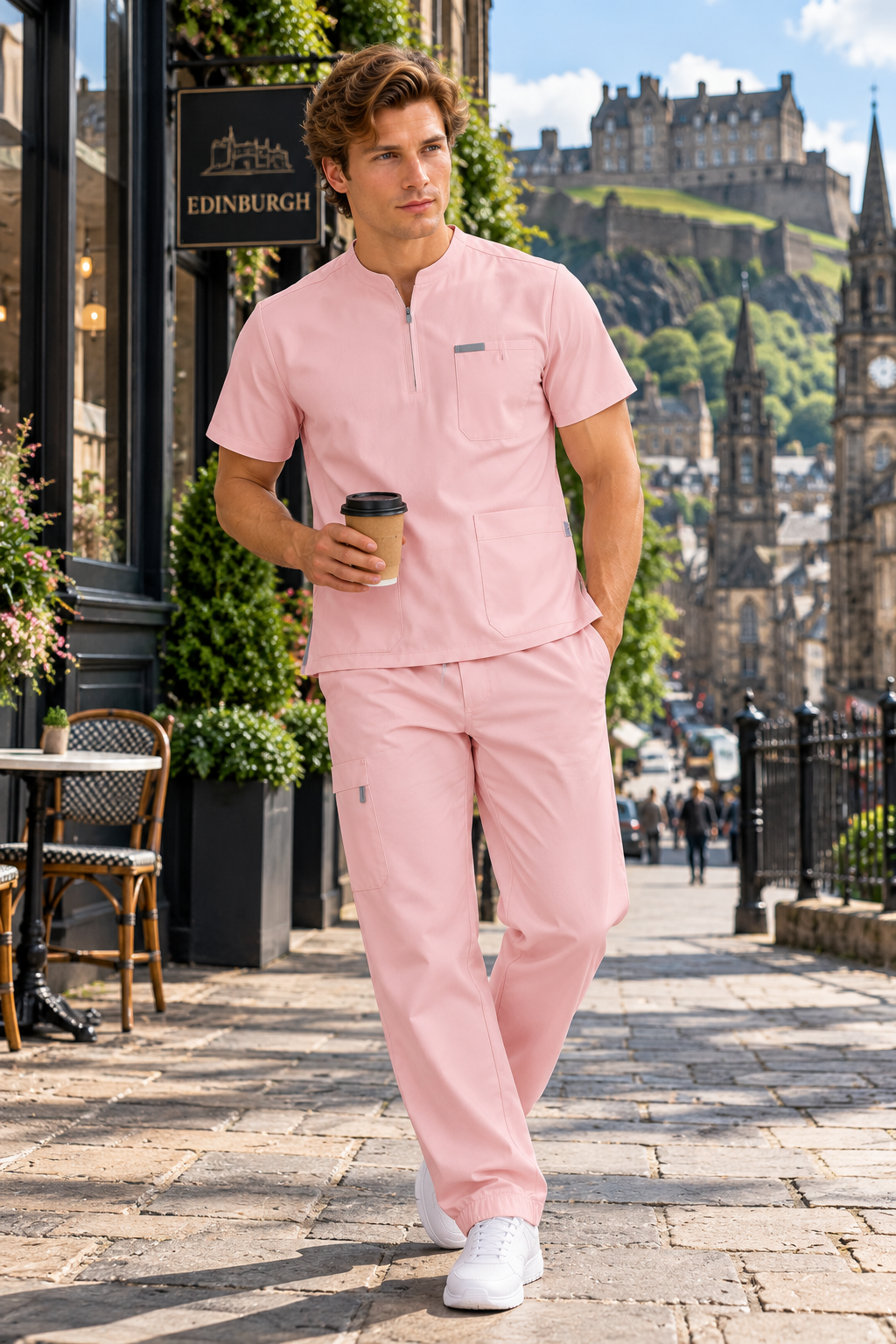 Uniforme Varón rosado crema 1003