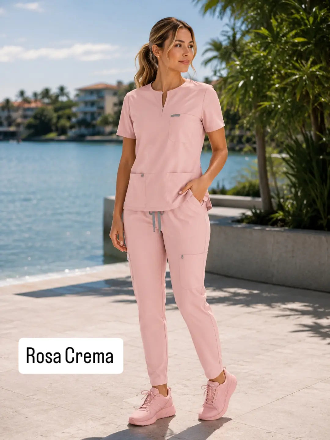 Uniforme Dama Rosado Crema Soft