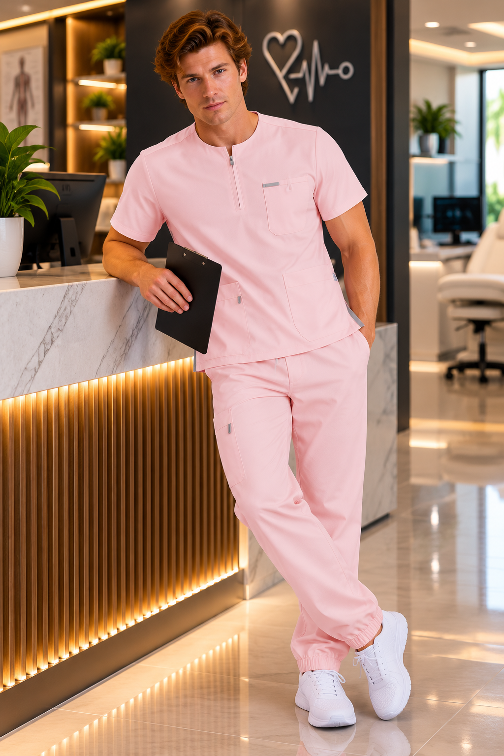 Uniforme Varón rosado crema 1003